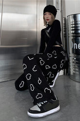 Pantalones largos de hip hop con estampado de corazones